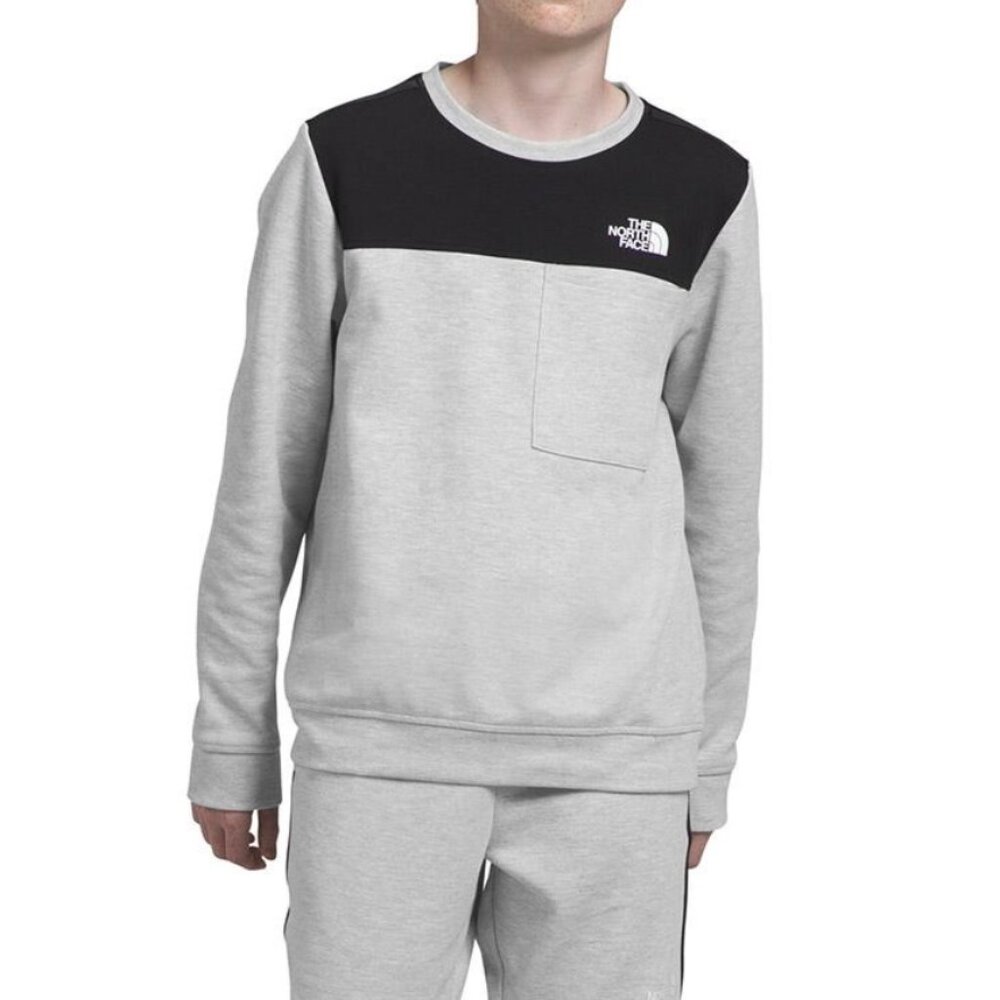 The North Face Boys' Teen TNF Tech Crewneck Sweatshirt Gray Heather NWT Large